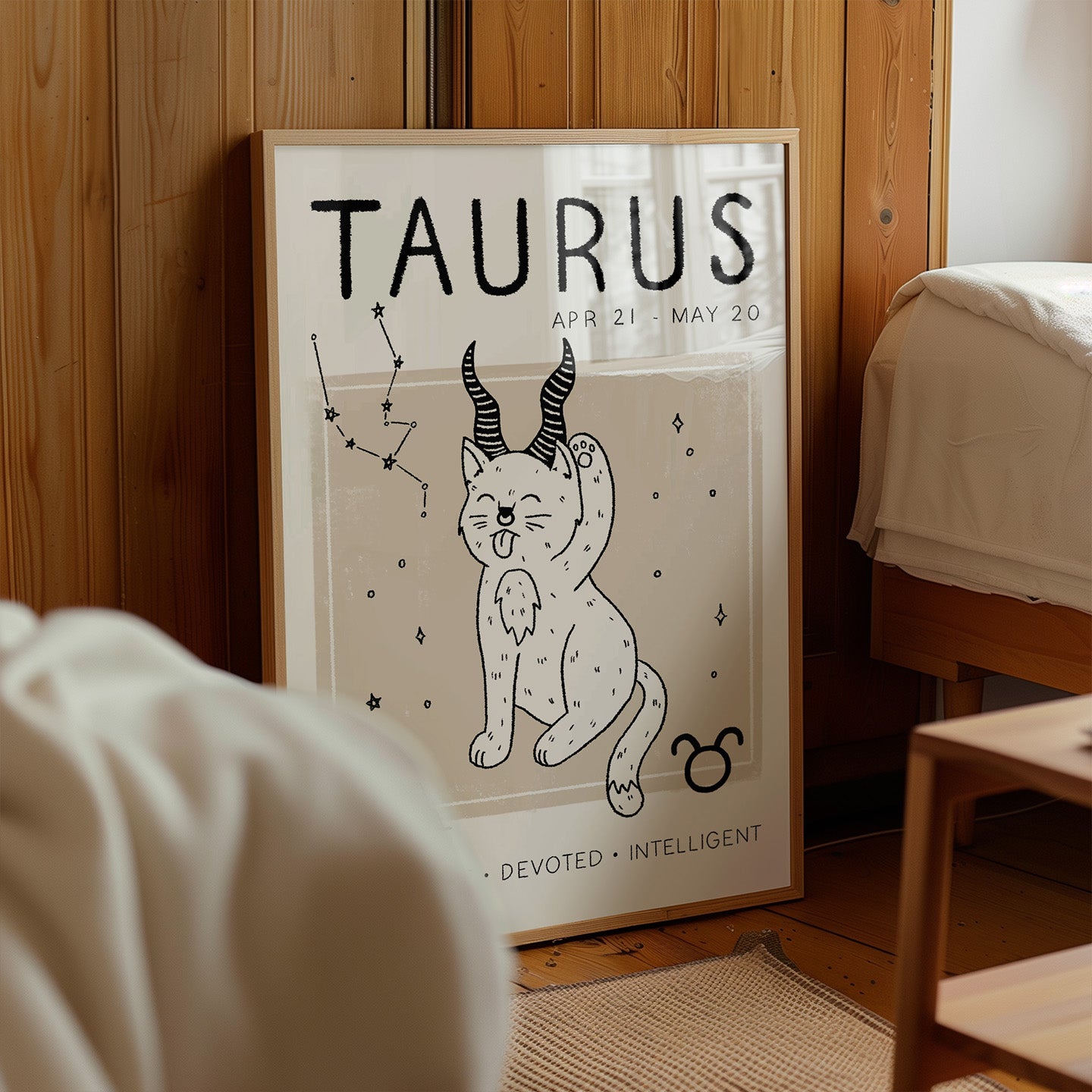 Taurus Cat Zodiac Star Sign Print (unframed)