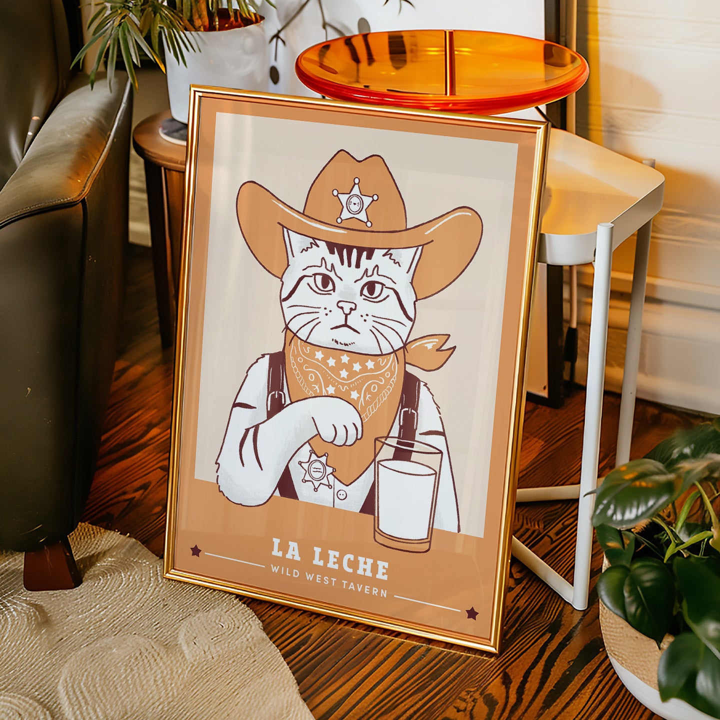 Minimalist Cowboy Sheriff Cat Poster (unframed)