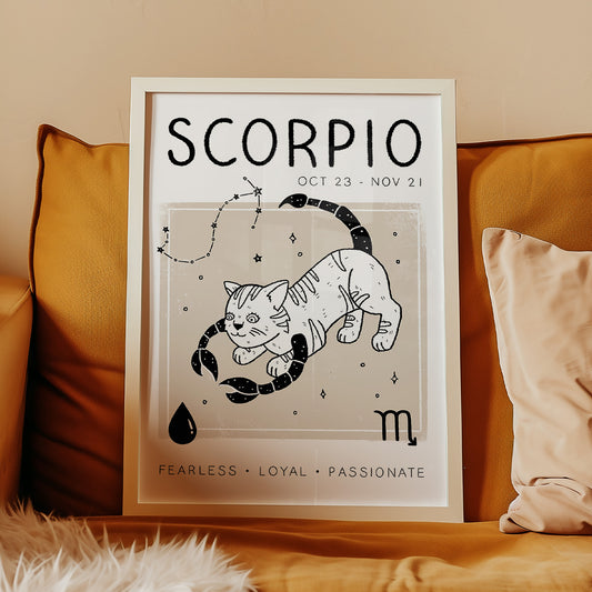 Scorpio Cat Zodiac Star Sign Print (unframed)