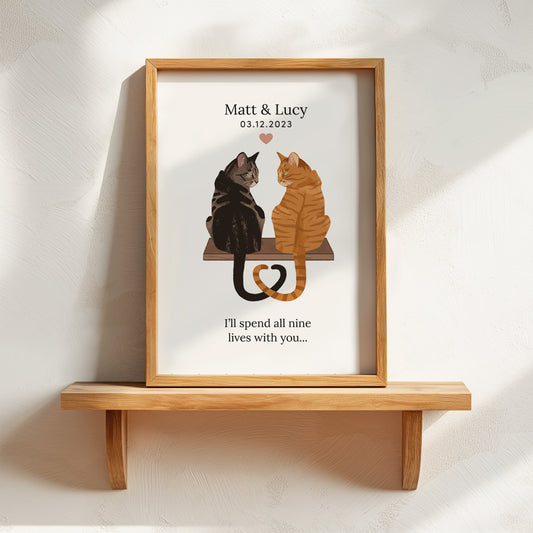 Personalised Wedding Cat Print (unframed)