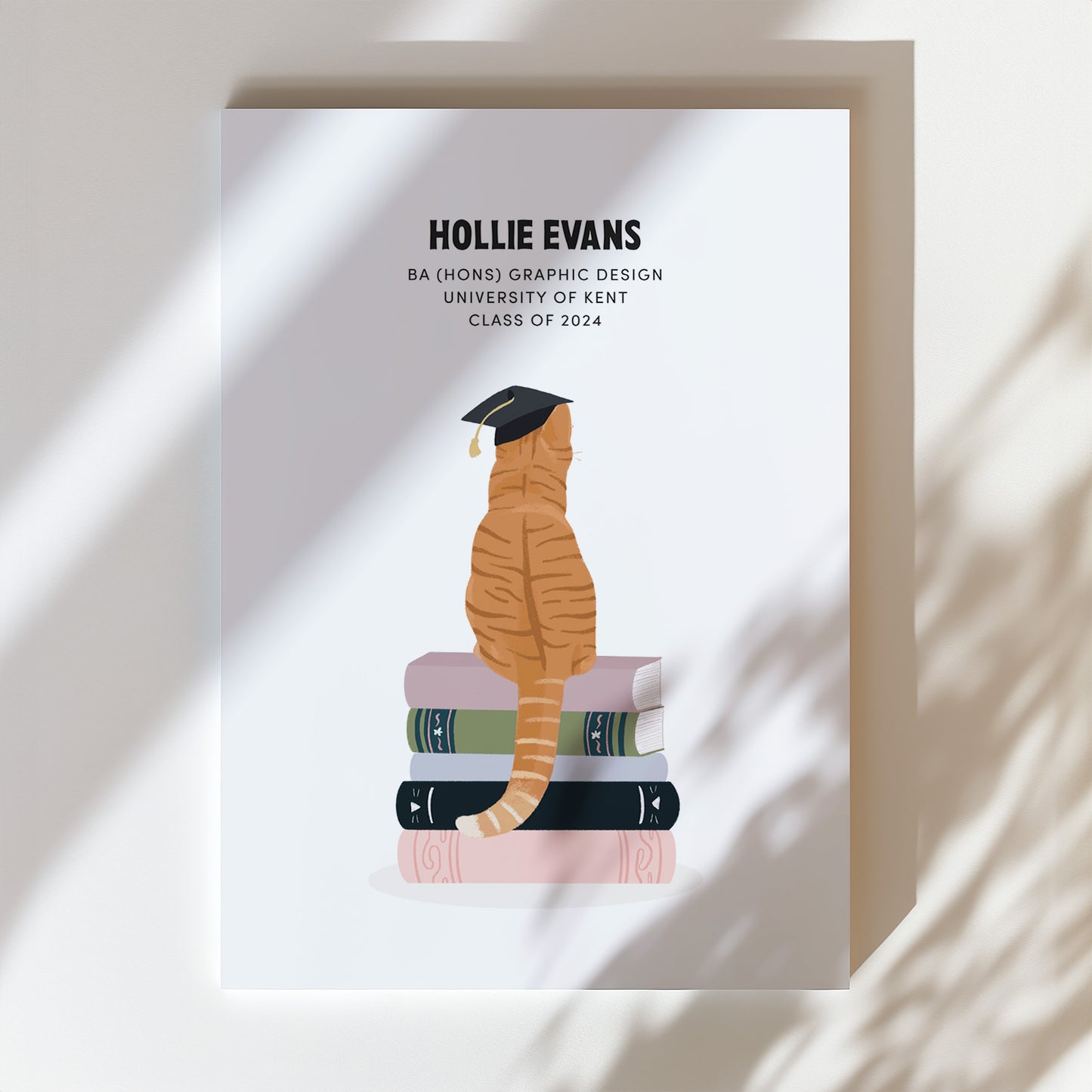 Personalised Graduation Cat Print (unframed)