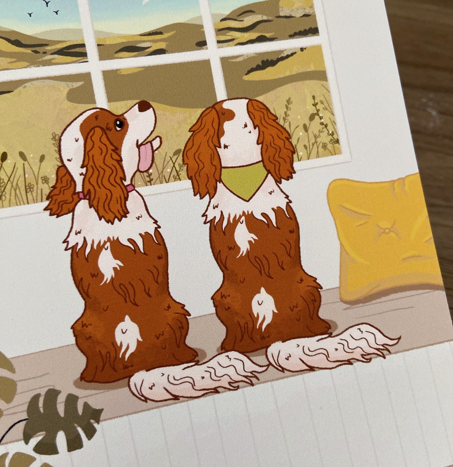 Personalised Dogs Watching the Birds Outside the Window Print (unframed)