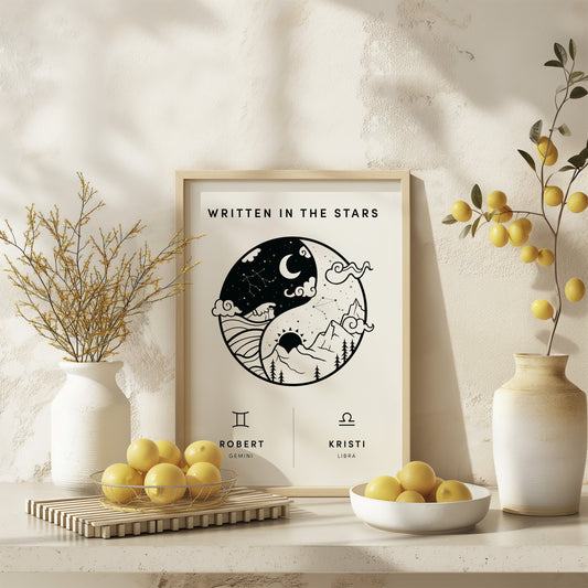 Personalised Zodiac Couple Pairing Print (unframed)