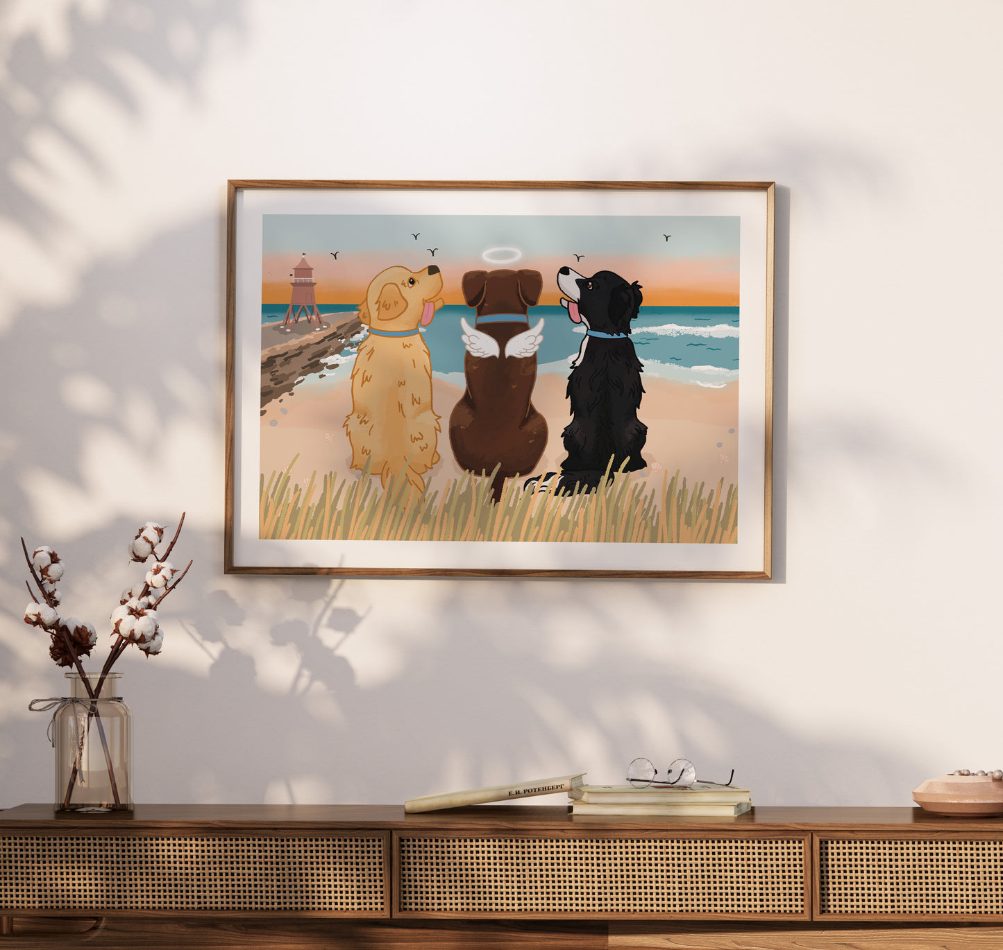 Personalised Dogs on the Beach Print (unframed)
