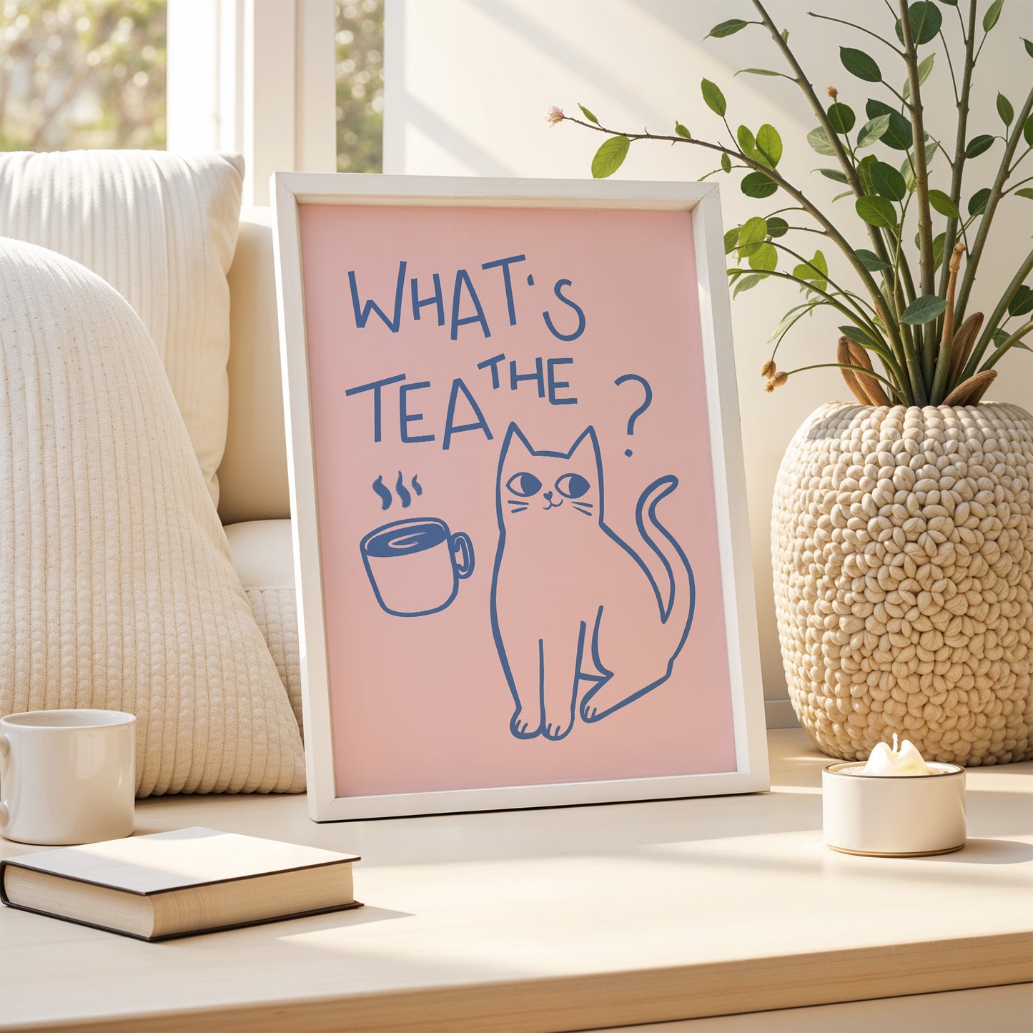 "What's The Tea?" Cat Print