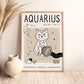 Aquarius Cat Zodiac Star Sign Print (unframed)