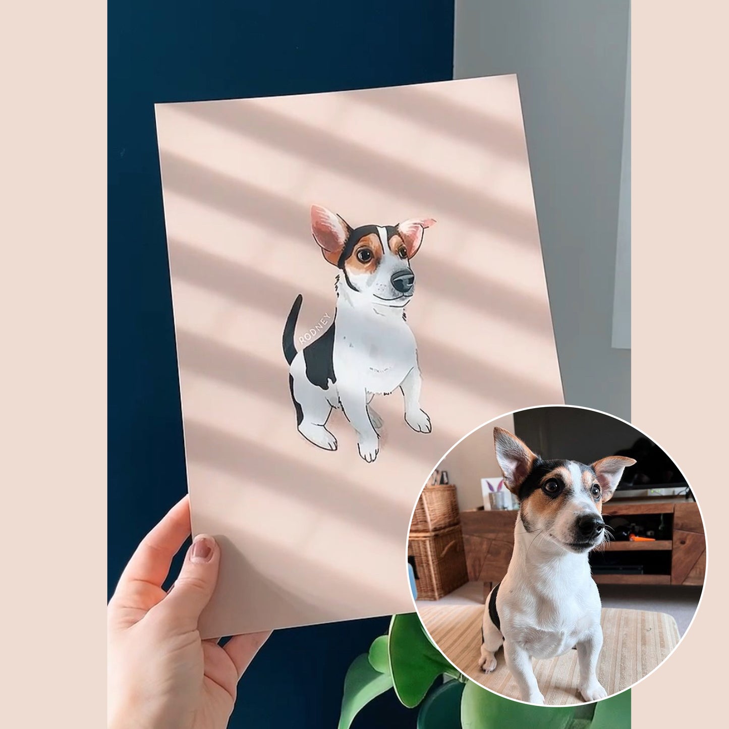 Customised Pet Portrait Print, Hand-illustrated from Photos (unframed)