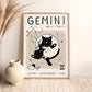 Gemini Cat Zodiac Star Sign Print (unframed)