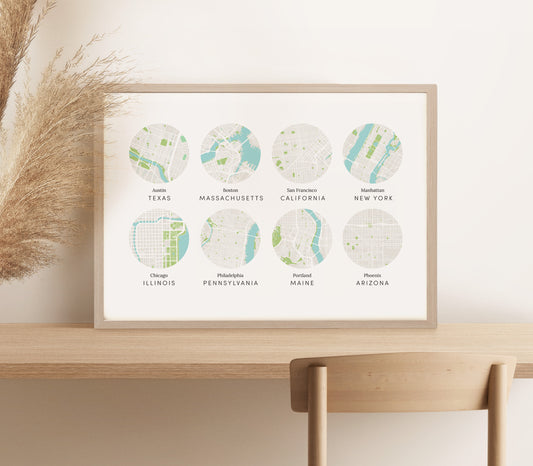 Personalised Special Places Map Print 5 - 8 locations (unframed)