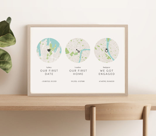 Personalised Special Places Map Print (unframed)