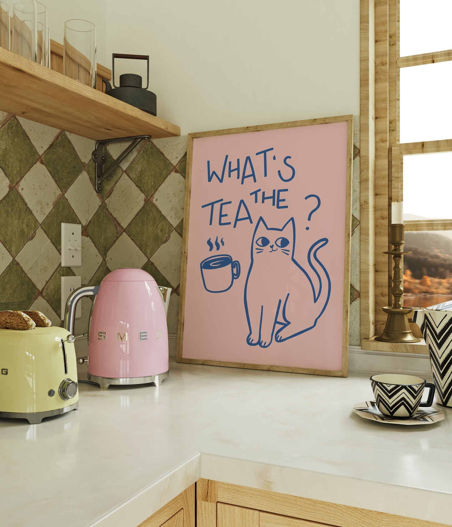 "What's The Tea?" Cat Print