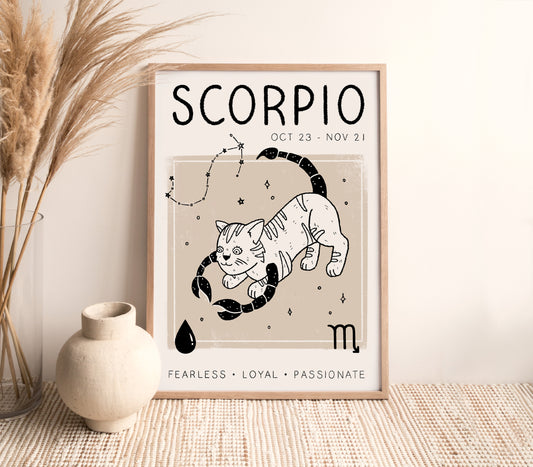 Scorpio Cat Zodiac Star Sign Print (unframed)