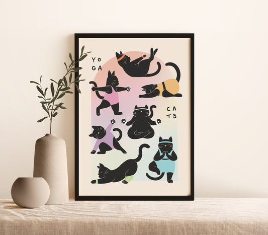 Minimalist Cat Yoga Art Print (unframed)