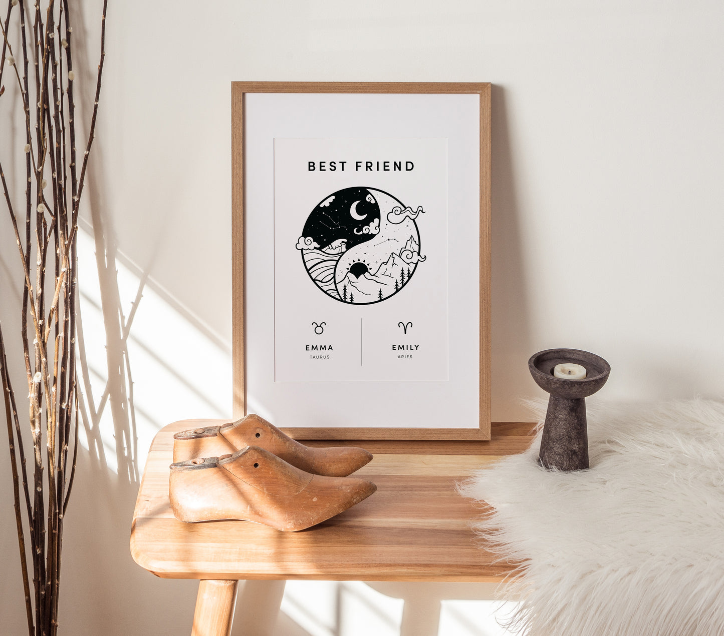 Personalised Zodiac Friendship Print (unframed)