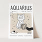 Aquarius Cat Zodiac Star Sign Print (unframed)