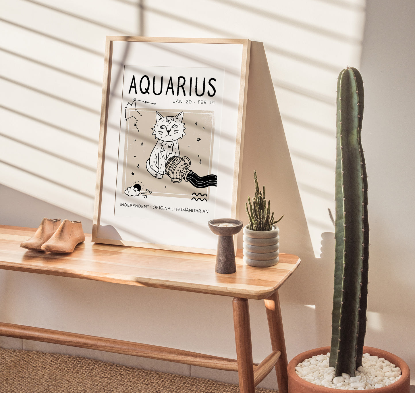 Aquarius Cat Zodiac Star Sign Print (unframed)