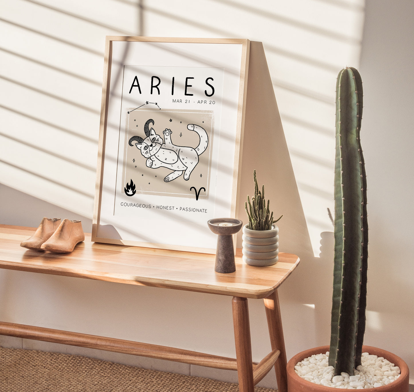 Aries Cat Zodiac Star Sign Print (unframed)