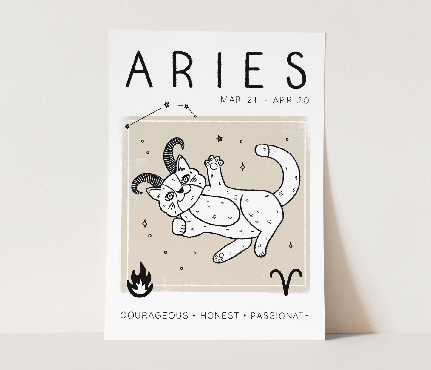 Aries Cat Zodiac Star Sign Print (unframed)