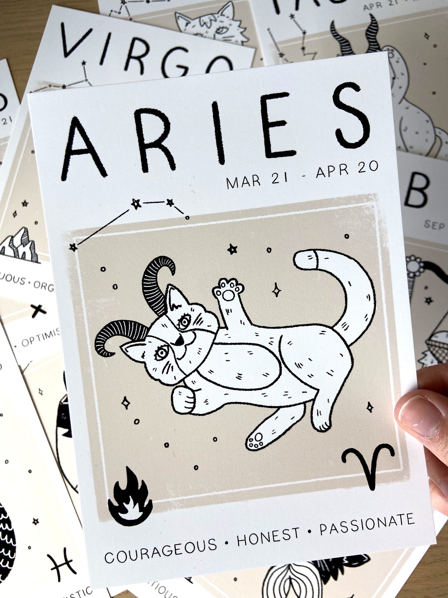 Aries Cat Zodiac Star Sign Print (unframed)