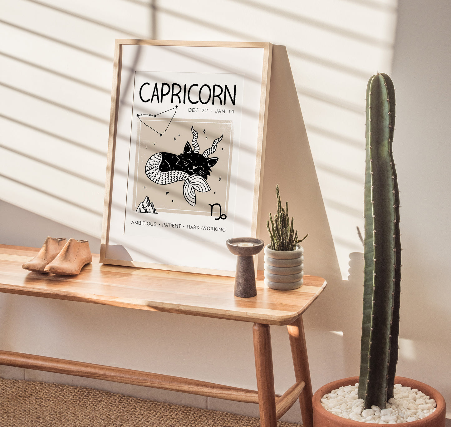 Capricorn Cat Zodiac Star Sign Print (unframed)