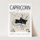 Capricorn Cat Zodiac Star Sign Print (unframed)