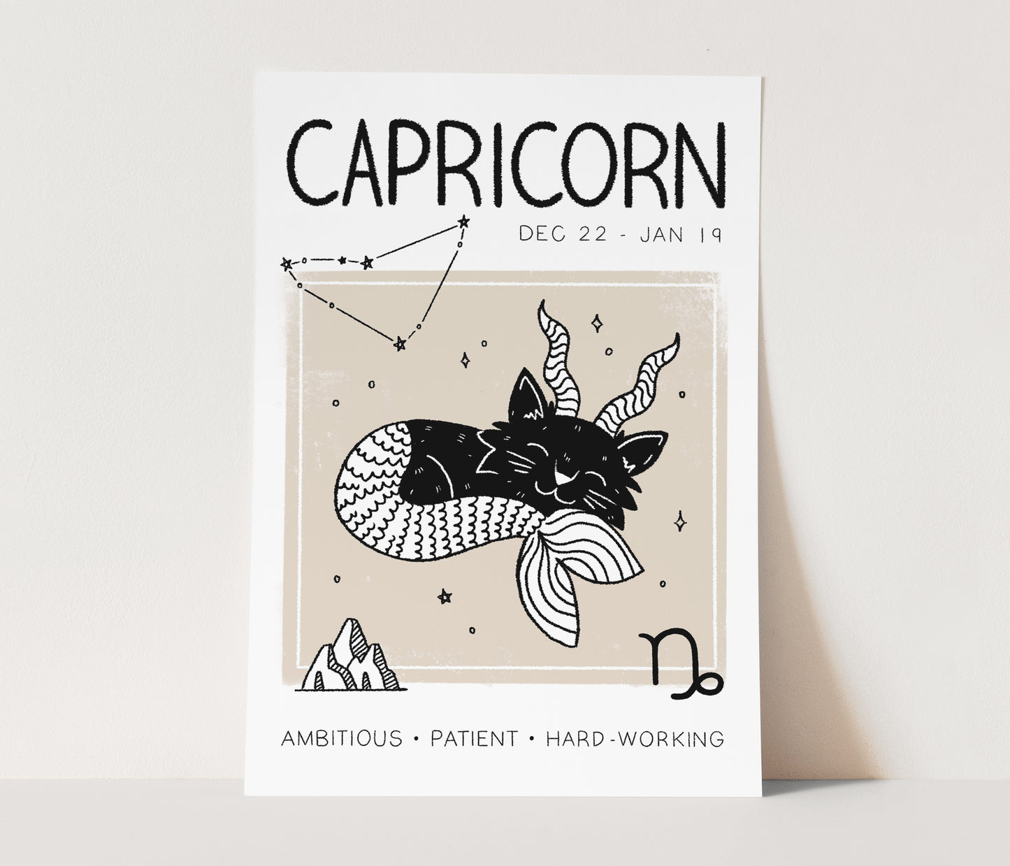 Capricorn Cat Zodiac Star Sign Print (unframed)