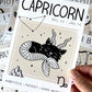 Capricorn Cat Zodiac Star Sign Print (unframed)