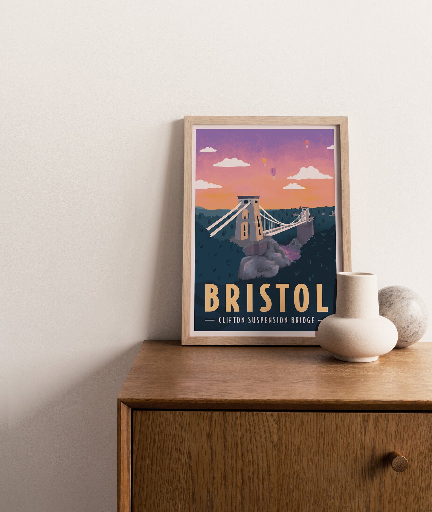 Bristol Illustrated Retro Travel Print (unframed)