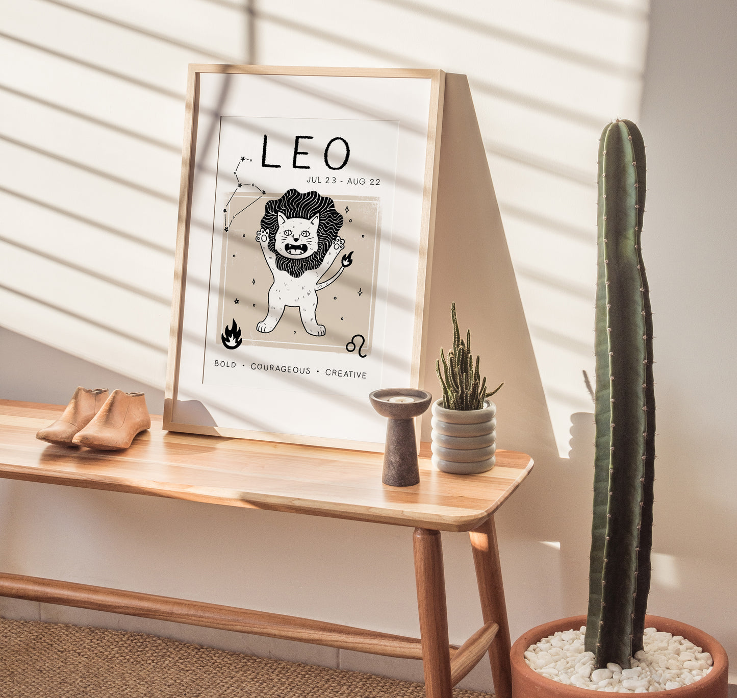 Leo Cat Zodiac Star Sign Print, (unframed)