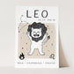 Leo Cat Zodiac Star Sign Print, (unframed)