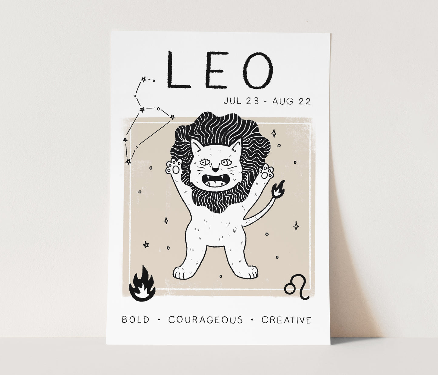 Leo Cat Zodiac Star Sign Print, (unframed)