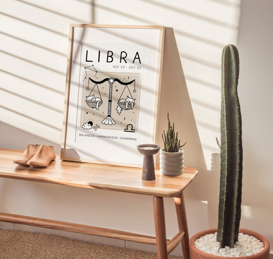 Libra Cat Zodiac Star Sign Print (unframed)