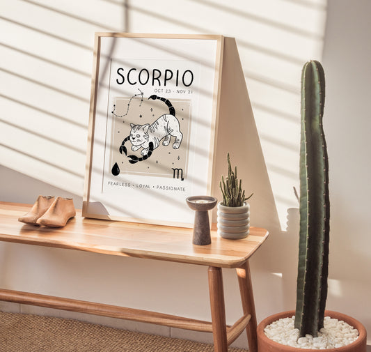 Scorpio Cat Zodiac Star Sign Print (unframed)