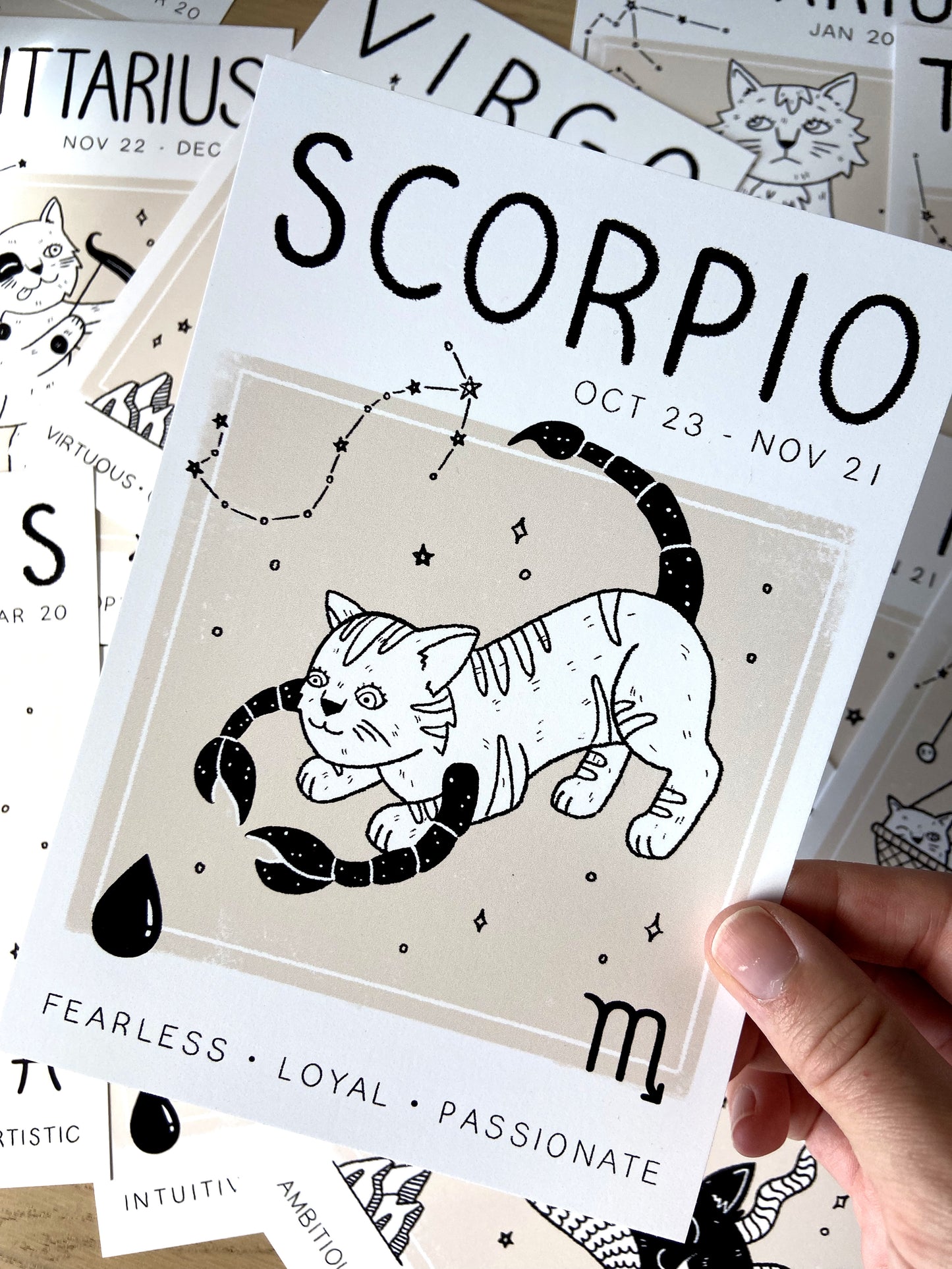 Scorpio Cat Zodiac Star Sign Print (unframed)