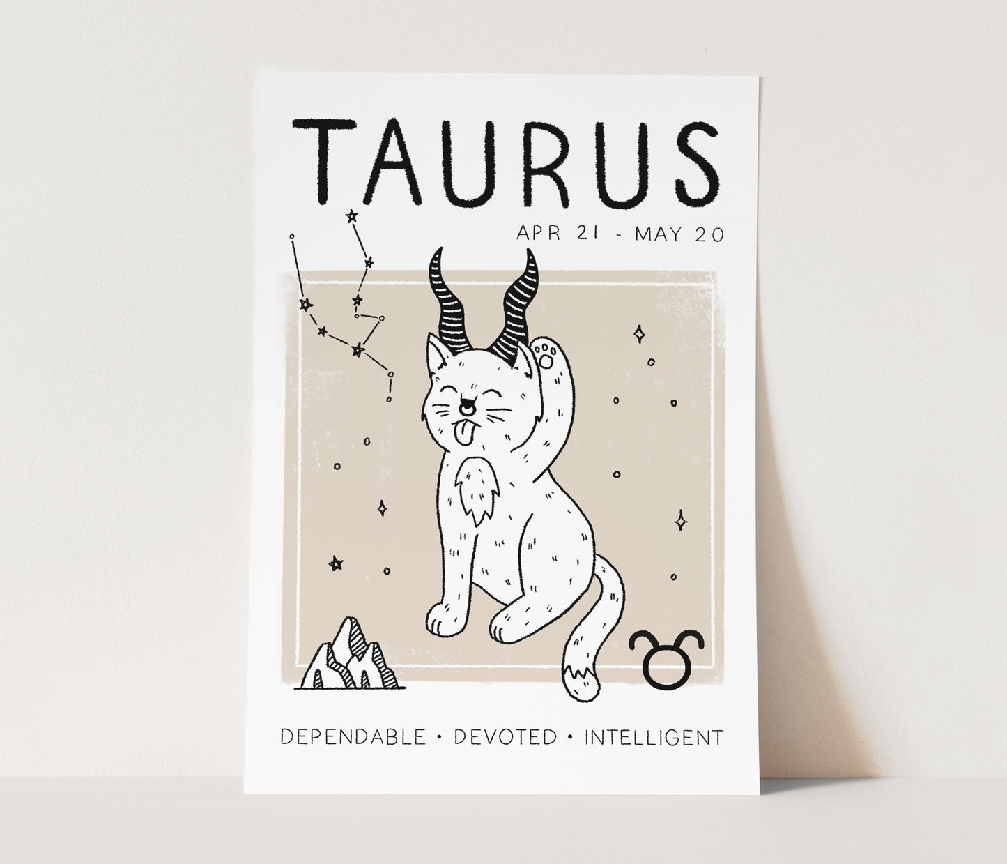 Taurus Cat Zodiac Star Sign Print (unframed)